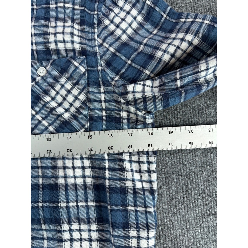 TravisMathew Mens Small Blue White Plaid Long Sleeve Button Down Flannel Shirt - Picture 4 of 7